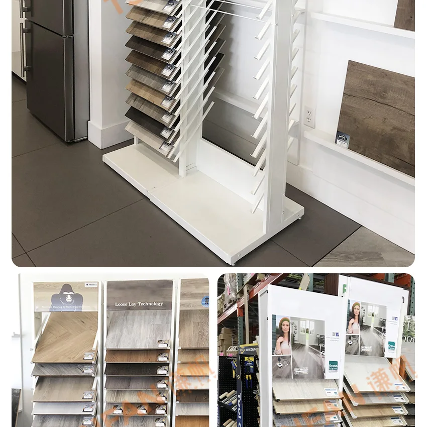 Tsianfan Exhibit Wooden Floors Showroom Hardwood Sample Floor Stand Multi-Layer Parquet Tower Rack Wood Flooring Display Stands
