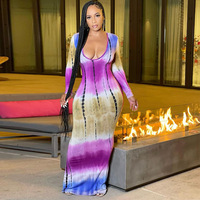 Robe d'Été S-3XL 2023 Grande Vente Manches Longues Col en V Profond Tricotée Moulante Dos Nu Robes de Soleil Tailles Fortes Élégantes pour Femmes
