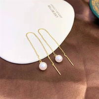 Boucles d'oreilles clous en argent sterling raffiné, avec perles d'eau douce rondes blanches AAAA de 7 mm, style bohème, pour femme