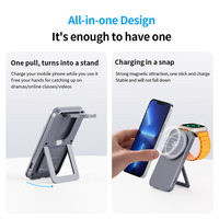 Support de chargeur sans fil Qi2 magnétique pliable portable 2 en 1 15W pour iPhone 12-17 et Apple Watch OJD-135 de charge