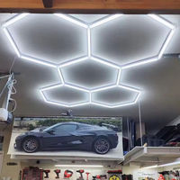 Lampe d'atelier LED hexagonale blanc froid pour le detailing automobile, le polissage et l'utilisation en jardin - Installation portable sans outil, haute luminosité