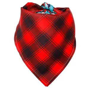 OEM Washable Pet Washable Triangle Plaid Sublimation Adjustable Custom Dog Cat Bibs Scarf Bandana