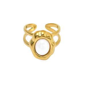 Anillo de Acero Inoxidable 316L con Piedra Ojo de Tigre y Aventurina, Chapado en Oro de 18K, Anillo Ajustable de Acero Titanio para Mujer - Product Image 2