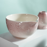 Nouvel ensemble de fouet à matcha floral avec bec verseur et bol à matcha de style Song, ustensile en céramique gaufrée de style chinois pour le thé, pour l'exportation