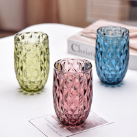 Gobelet à vin en cristal sans plomb élégant et vintage, avec relief coloré, flûte à champagne, gobelet à eau pour mariage, fête, hôtel, restaurant