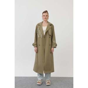 Gabardina Estampada para Mujer, Color Azul Marino, Manga Larga, Otoño, Informal, Tejida, Corte Cómodo - Product Image 3