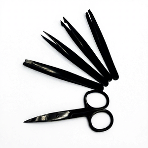 Juego de Pinzas para Cejas de Acero Inoxidable Personalizables, Juego de Pinzas para Cejas con Recubrimiento de Color Negro Plasma - Product Image 3