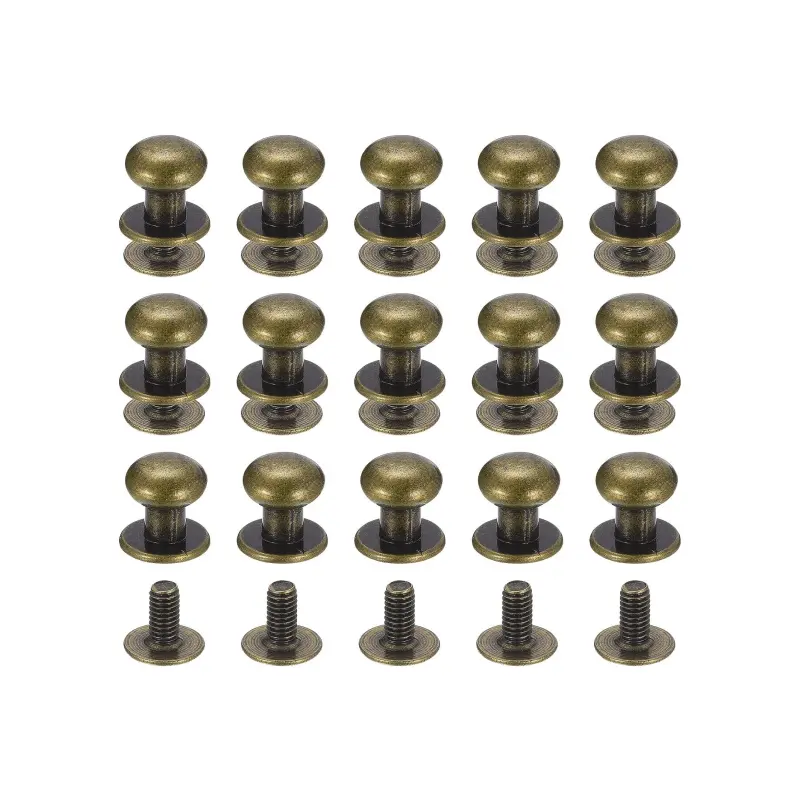 15set 8mm Ball Head Stud Rivets Screw Back, Round Head Button Nipple Rivet for DIY Leather Craft Handbag Belt