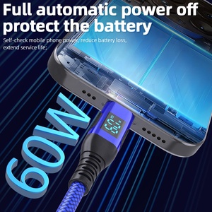 สายเคเบิล LED ดิจิตอลชาร์จเร็ว Type C ยาว1เมตรใช้ได้กับ Android USB Type C สำหรับ OPPO VIVO Xiaomi <span class=keywords><strong>Samsung</strong></span> - Product Image 2