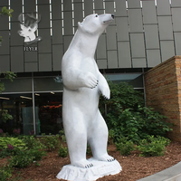 Prix de gros Statue d'ours en résine grandeur nature Animaux Sculpture d'ours polaire en fibre de verre à vendre