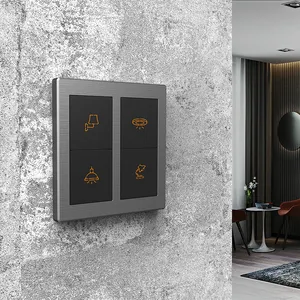 Household Intelligent Light System KNX Wall Light Smart Switches 1-8 Push Buttons Stainless Steel Switch Silver Black Color