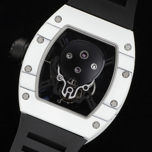 <span class=keywords><strong>Montre</strong></span>-bracelet manuelle Rich 052 White Carbon Exoskeleton Skull Tourbillon Cybernetic pour homme, style néon dystopique - Product Image 5