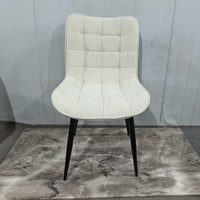 Chaise de salle à manger contemporaine rembourrée, assise en tissu lin, avec pieds en fer anti-rayures, pour l'hôtellerie commerciale