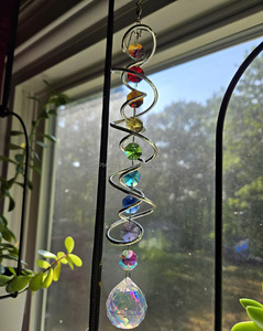 Crystal Ball Spiral Tail Suncatchers for Windows Hanging Gazing Ball Spiral Tail <b>Wind</b> <b>Spinners</b> Garden Indoor Home Decoration - Product Image 5