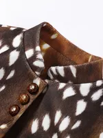 Manteau Slim Femme Vintage Maternité Imprimé Léopard avec Boutons, Col Montant, Manches Longues et Poignets en Fourrure – Collection Automne Hiver 2026 Style Urbain