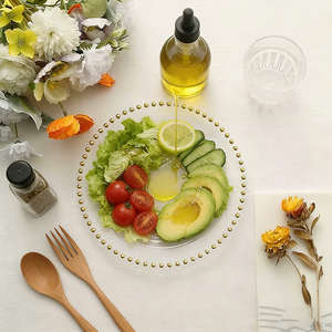 Plato Desechable <span class=keywords><strong>de</strong></span> Plástico Transparente con Borde <span class=keywords><strong>de</strong></span> Perlas Doradas, Vajilla Elegante <span class=keywords><strong>para</strong></span> Bodas, Fiestas, Catering, <span class=keywords><strong>Restaurantes</strong></span>, Venta al por Mayor - Product Image 2