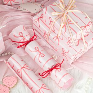 Burymento Pink Bow Wrapping Paper 17 In X 32.8 Ft Reversible Art Paper For Baby Shower Birthday Valentines Mothers Day - Product Image 4