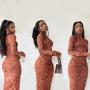 C1103 Automne col rond manches longues imprimé serré <span class=keywords><strong>longue</strong></span> <span class=keywords><strong>robe</strong></span> rétro pour les femmes - Product Image 4