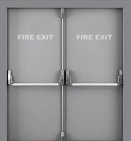 Porte coupe-feu moderne en acier antivol à surface finie, à ouverture coulissante, pour usage commercial intérieur