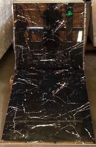 Piastrelle per pavimenti in marmo oro nero lucido 60x60 piastrelle per interni in gres porcellanato satinato Color nero satinato - Product Image 5