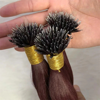 Extensions de Cheveux Humains Lisses Anneaux Nano, 50 Mèches, Noir Naturel, Brun, Blond, Boucle Micro Bille Pré-Bonded, Cheveux Brésiliens Remy