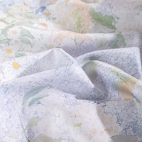 Parure de lit moderne unie imprimée en mélange d'armoise et de coton, housse de couette bleu clair respirante et douce