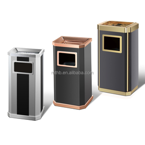 Cubo de basura para interiores comerciales, cubos de basura negros de Metal, cubos de basura grandes de acero, cubo de basura con tapa - Product Image 6