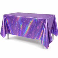 Nappe jetable rectangulaire en PEVA imperméable, motif étoiles violettes, pour jardin, patio, repas, banquet, fête
