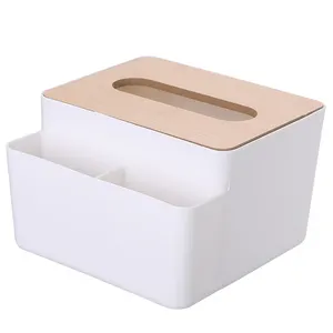 Meilleure vente de produits en ligne nouvelle boîte de rangement de bureau en plastique bambou pour la maison, organisateur de Table, boîte à mouchoirs, boîte de rangement de télécommande - Product Image 1