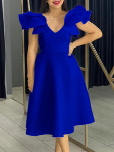 Vestido de Fiesta Elegante y Clásico con Volantes y Cintura Alta para Mujer, Ideal para Citas, Oficina o Eventos - Product Image 5