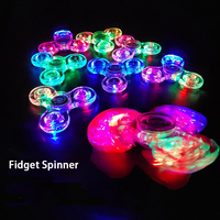 Nicro Vente Chaude Fidget Spinner LED Lumineux Transparent en Cristal, Jouet de Décompression pour Enfants, Fournitures de Fête Néon