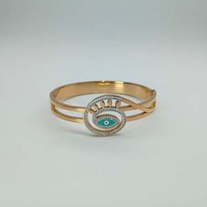 Bracelet tendance en acier inoxydable 316L plaqué or PVD, design œil porte-bonheur, bijoux pour femmes - Product Image 1