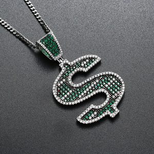 Collana in Stile Europeo e Americano, Ciondolo Dollaro Verde Hip <span class=keywords><strong>Hop</strong></span> con Zirconi Incastonati, Gioiello Hipster da Uomo - Product Image 3