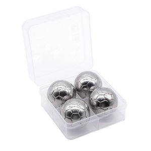 Coffret cadeau Boîte en PP 4 pièces Vin Réutilisable 304 Acier inoxydable Glaçons ronds Football Soccer Whisky Pierres de refroidissement - Product Image 1