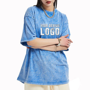 เสื้อยืดผู้หญิงสไตล์วินเทจ แขนสั้น ทรงโอเวอร์ไซส์ ผ้าคอตตอนหนา คอเล็ก  แบบอเมริกัน  รับสกรีนโลโก้ - Product Image 2