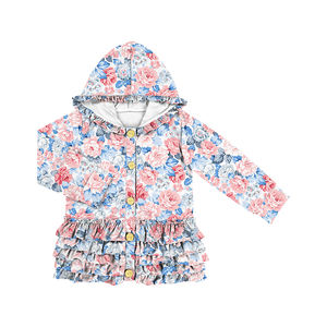 Manteaux et vestes à capuche à manches longues pour filles, avec boutons à motif floral et volants, collection automne, style boutique, vente en gros - Product Image 2