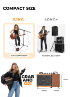 Musiccube D2MAX Enceinte Vintage en Bois avec Prise Casque, Fonction Effets Multiples, Gamme Complète, Rechargeable, Amplificateur de Guitare pour Busking