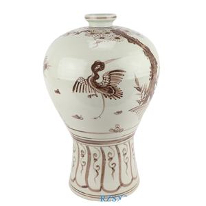 RZSX28 Jingdezhen peinture à la main couleur marron <span class=keywords><strong>grue</strong></span> antique et <span class=keywords><strong>oiseau</strong></span> céramique prune vase chinois - Product Image 1