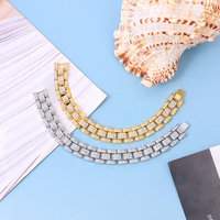 QianJian Personnalisé 7 pouces Hip Hop Glacé Cubain Lien Chaîne pour Hommes En Alliage De Zinc Diamant Strass Bracelets/Bracelets Chic Charme Style