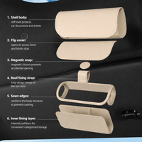 Étui à lunettes de soleil populaire pour voiture, sac de rangement suspendu pour pare-soleil, support intérieur pour lunettes de soleil et de vue, porte-billets/cartes en cuir PU