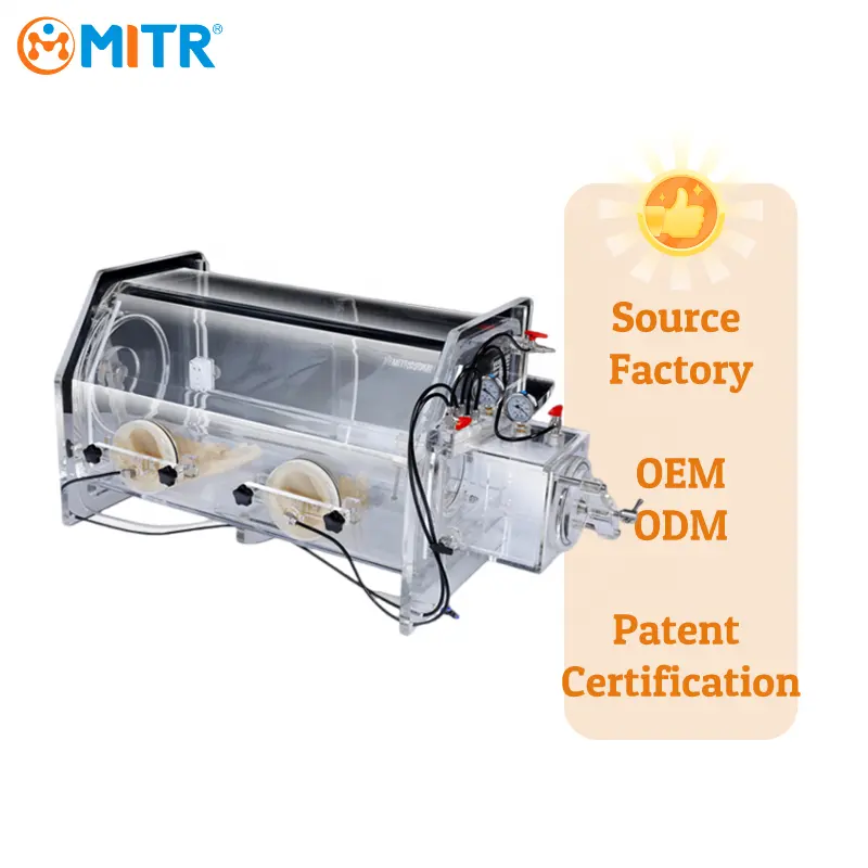 MITR יוקרתי OEM/ODM שקיפות גבוהה 20 מ""מ עובי מעבדה אקריליק תיבת כפפות ואקום עם תיבת מעבר העברה