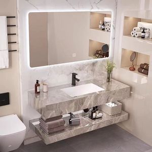 Mobile da Bagno di Lusso YOTO con Lavabo in Marmo Sospeso e Armadietto con <span class=keywords><strong>Specchio</strong></span> per Uso Domestico - Product Image 2