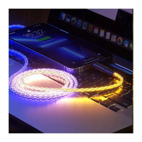 Câble de charge rapide lumineux LED de qualité 3 en 1 RGB pour iPhone 6A Micro USB Type C Câble de charge pour Samsung