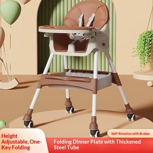 <span class=keywords><strong>Silla</strong></span> de Comer Plegable para Bebé, de Plástico Reforzado, Ajustable, Portátil, de 6 Meses en Adelante, con Bandeja Ecológica de PP y Asiento Cómodo de PU - Product Image 2