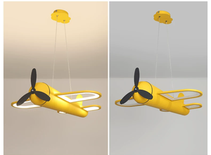Lampe suspendue LED créative jaune à 3 pales en forme d'avion, luminaire moderne de dessin animé pour chambre d'enfant, plafonnier de chambre à coucher - Product Image 5