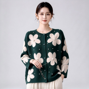 Blusa Plisada con Flores 3D para Mujer, Lista para Enviar, Blusa con Adornos de Perlas, Envío en 7 Días, Camisa Técnica, Blusa Plisada de Otoño - Product Image 1
