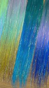 Peluca de Cabello Europeo Remy con Trenzas Grandes de Hilo Dorado y Plateado Africano, Ondulado, Doble Trama a Máquina, 100g, con Hilo Láser y Banda Elástica - Product Image 6