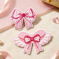Nouveau Patch Brodé Nœud Papillon Rose en Gros pour Décoration de Vêtements, Applique en Tissu Personnalisée, Patchs Brodés Nœud Papillon pour Cadeau