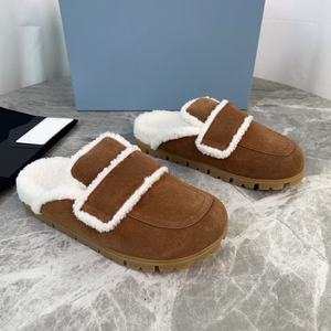 High-quality women's woolen warm slippers with high-quality anti-slip outdoor design and fashionable embroidery andfluffytexture - Product Image 4