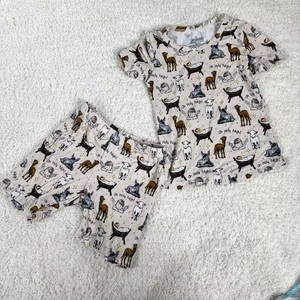 Completi estivi per bambini, t-shirt con pantaloncini, abbigliamento per bambini, pantaloncini in bambù, pigiami in due pezzi per bambini - Product Image 5
